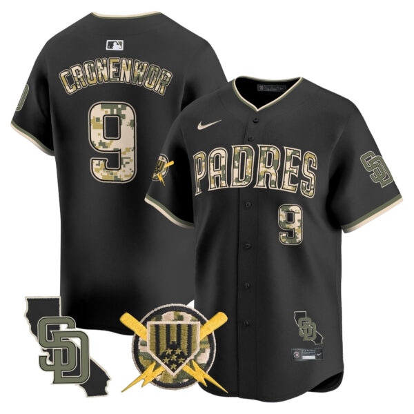 Men’s Padres Armed Forces Day Vapor Premier Limited Jersey – All Stitched Jake Cronenworth   9