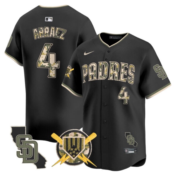 Men’s Padres Armed Forces Day Vapor Premier Limited Jersey – All Stitched Luis Arraez   4