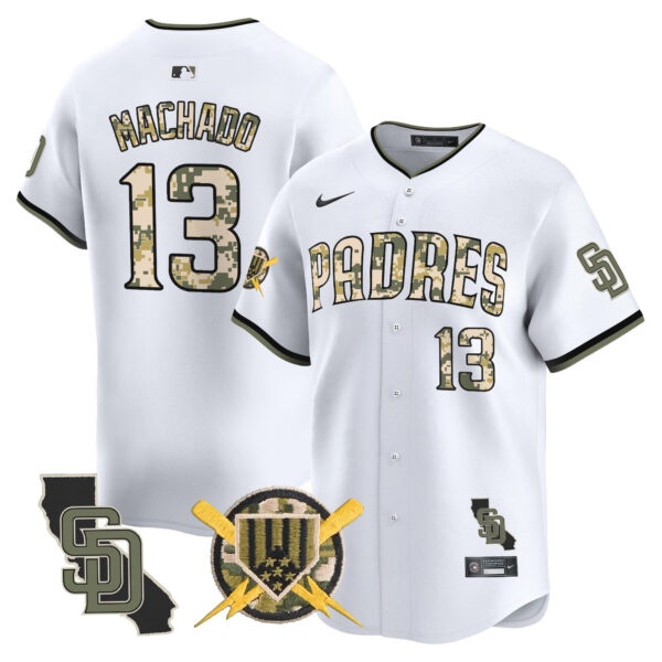 Men’s Padres Armed Forces Day Vapor Premier Limited Jersey – All Stitched Manny Machado      13