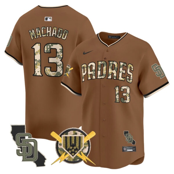 Men’s Padres Armed Forces Day Vapor Premier Limited Jersey – All Stitched Manny Machado    13
