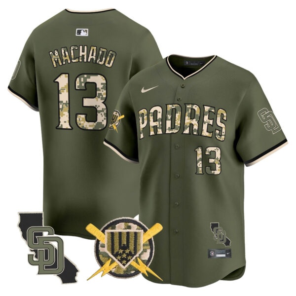 Men’s Padres Armed Forces Day Vapor Premier Limited Jersey – All Stitched Manny Machado