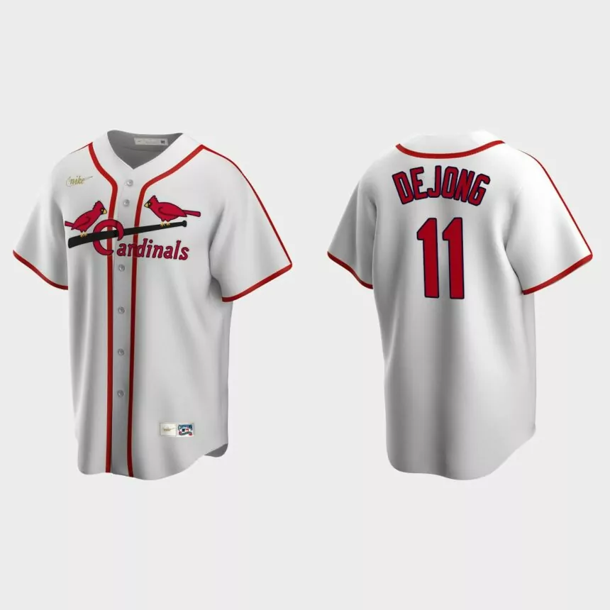 Men’s Paul DeJong #11 St. Louis Cardinals Cooperstown Collection Home Jersey – White