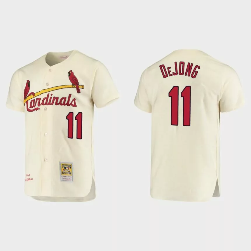 Men’s Paul DeJong St. Louis Cardinals Cooperstown Collection Authentic Jersey – Cream