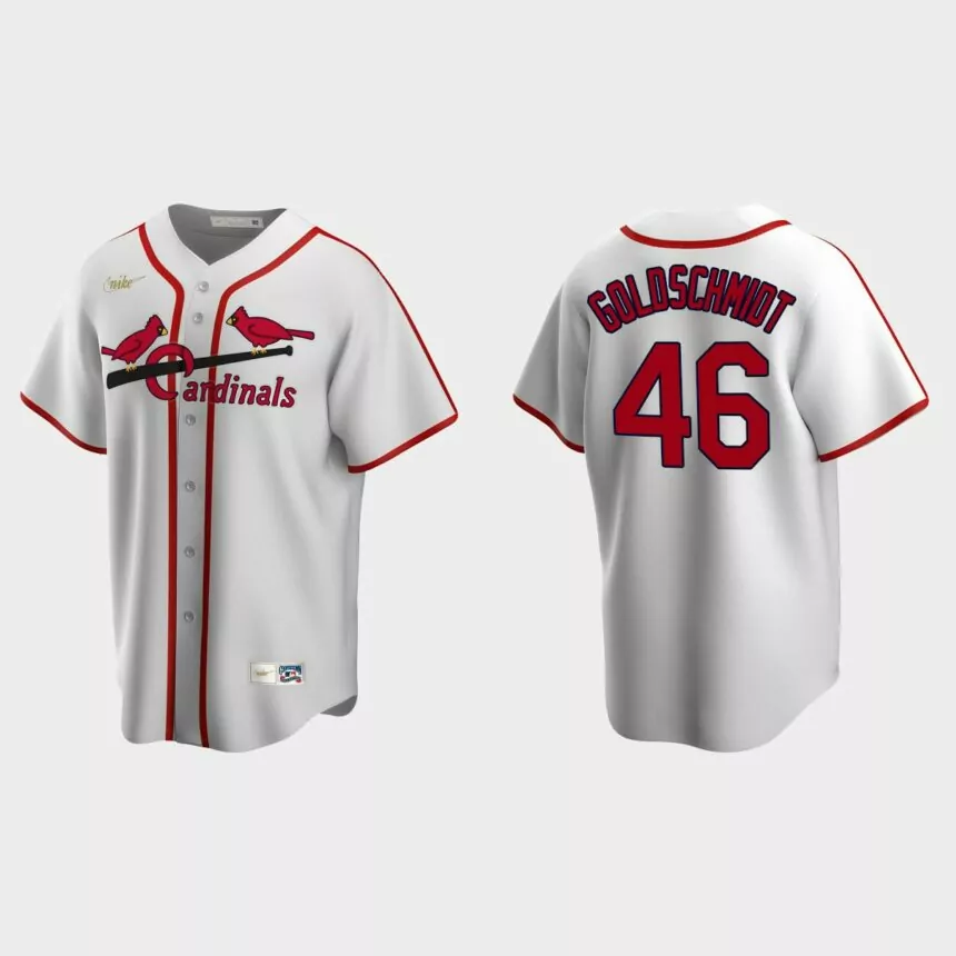 Men’s Paul Goldschmidt #46 St. Louis Cardinals Cooperstown Collection Home Jersey – White