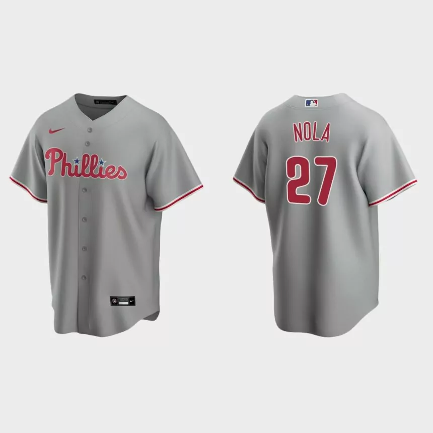 Men’s Philadelphia Phillies Aaron Nola Road Replica Jersey – Gray