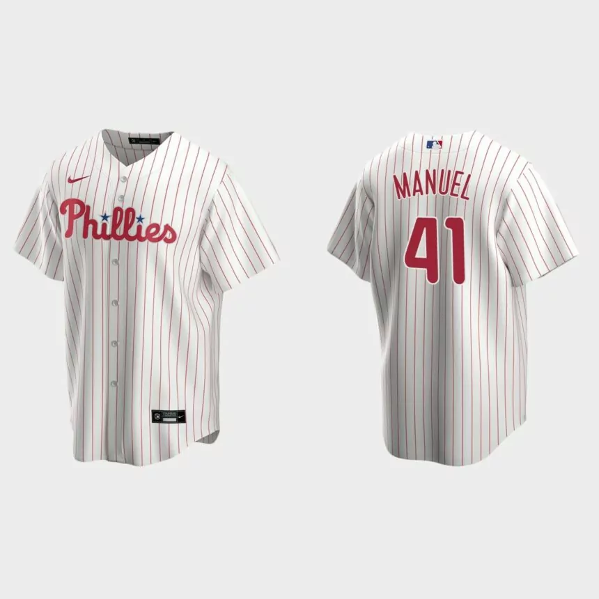 Men’s Philadelphia Phillies Charlie Manuel White Replica Retired Player Jersey