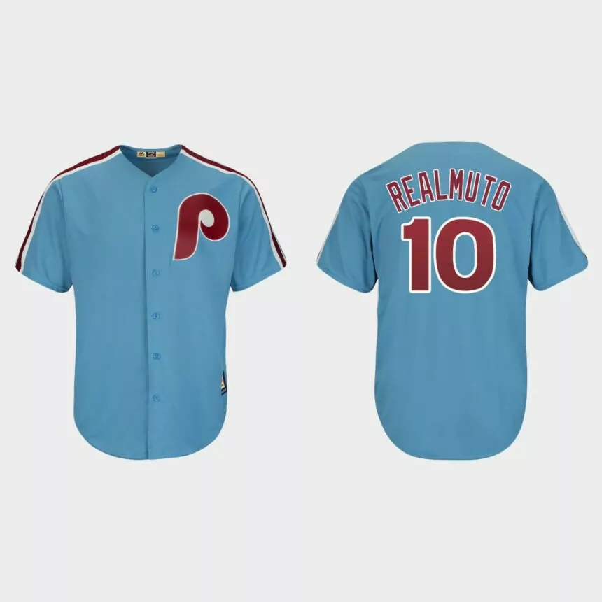 Men’s Philadelphia Phillies J.T. Realmuto Light Blue Cooperstown Player Cool Base Jersey