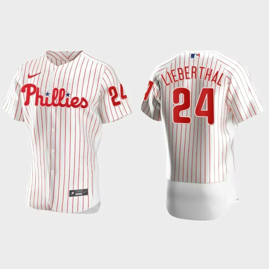 Men’s Philadelphia Phillies Mike Lieberthal White Authentic Retired Player Jersey