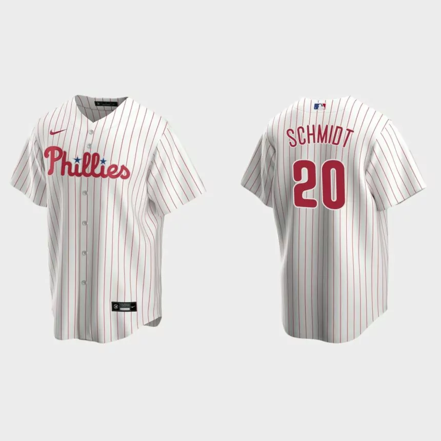 Men’s Philadelphia Phillies Mike Schmidt Home Replica Jersey – White