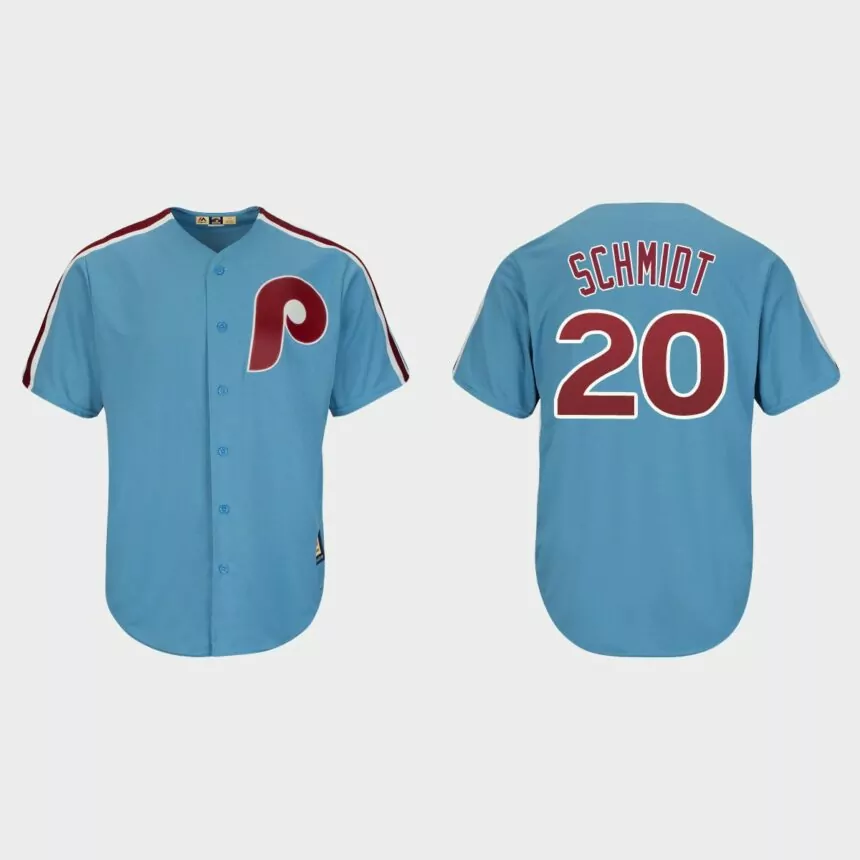 Men’s Philadelphia Phillies Mike Schmidt Light Blue Cooperstown Player Cool Base Jersey