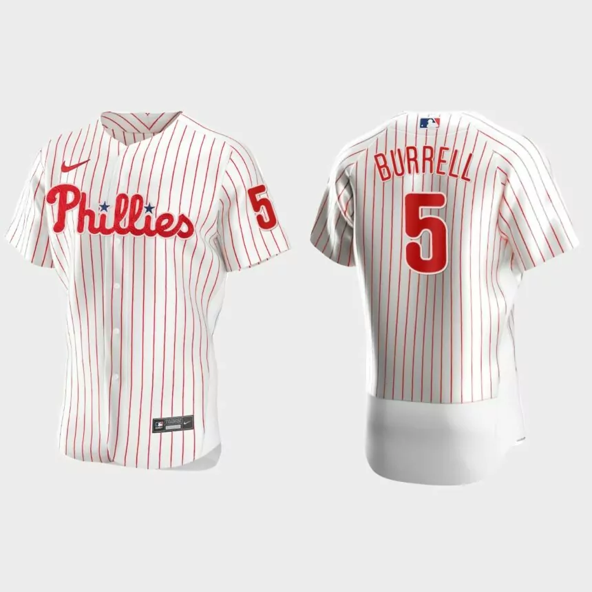 Men’s Philadelphia Phillies Pat Burrell White Authentic Retired Player Jersey