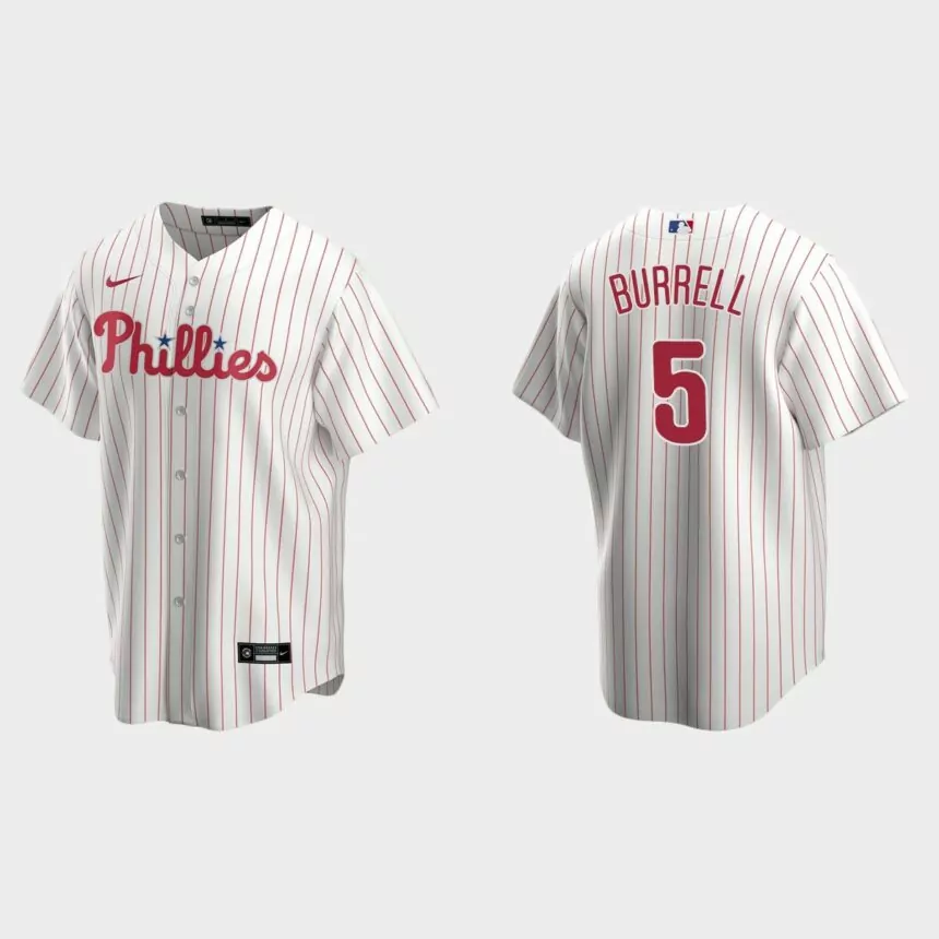 Men’s Philadelphia Phillies Pat Burrell White Replica Retired Player Jersey