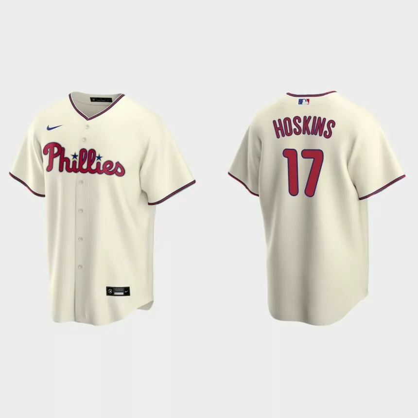 Men’s Philadelphia Phillies Rhys Hoskins Alternate Replica Jersey – Cream