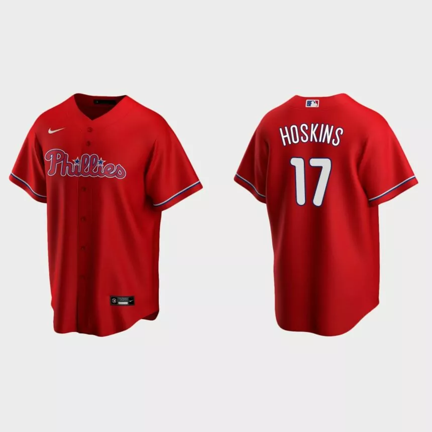 Men’s Philadelphia Phillies Rhys Hoskins Alternate Replica Jersey – Red