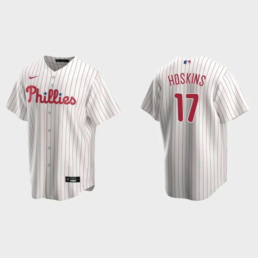 Men’s Philadelphia Phillies Rhys Hoskins Home Replica Jersey – White