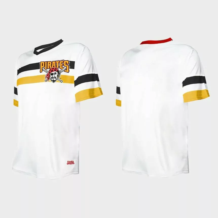 Men’s Pittsburgh Pirates Cooperstown Collection V-Neck Jersey – White