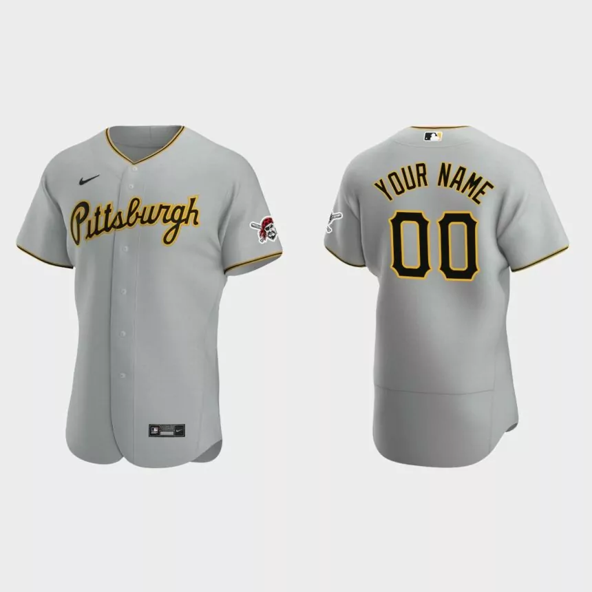 Men’s Pittsburgh Pirates Gray Authentic Road Custom Jersey