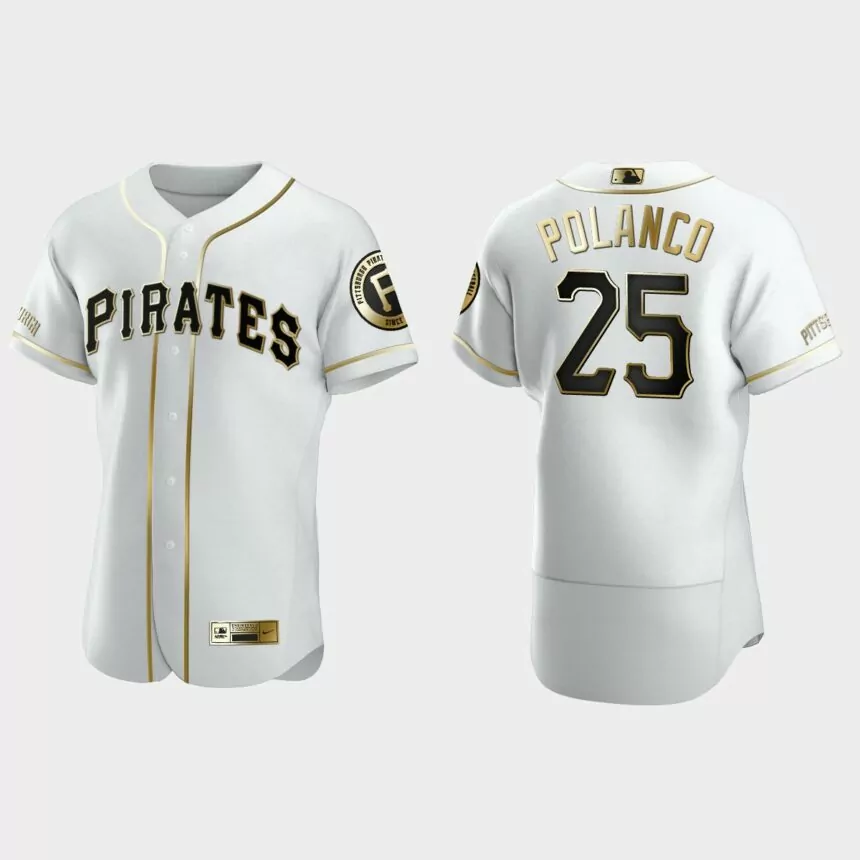 Men’s Pittsburgh Pirates Gregory Polanco Authentic Golden Edition Jersey – White