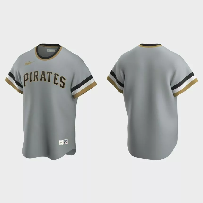 Men’s Pittsburgh Pirates Road Cooperstown Collection Jersey – Gray