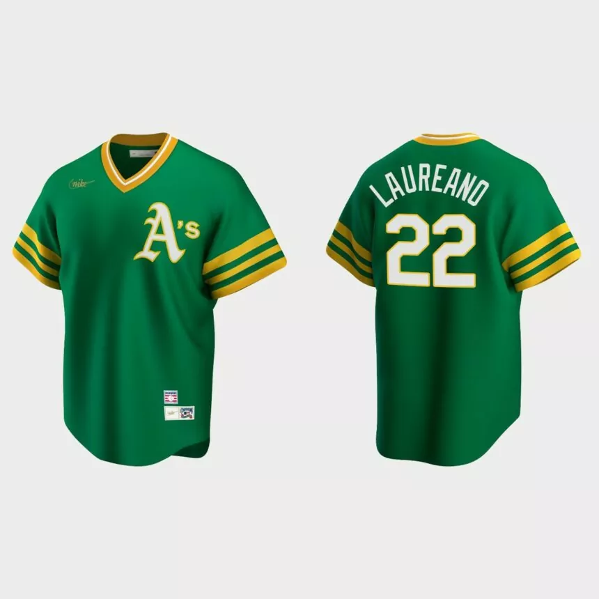 Men’s Ramon Laureano #22 Oakland Athletics Cooperstown Collection Road Jersey – Kelly Green