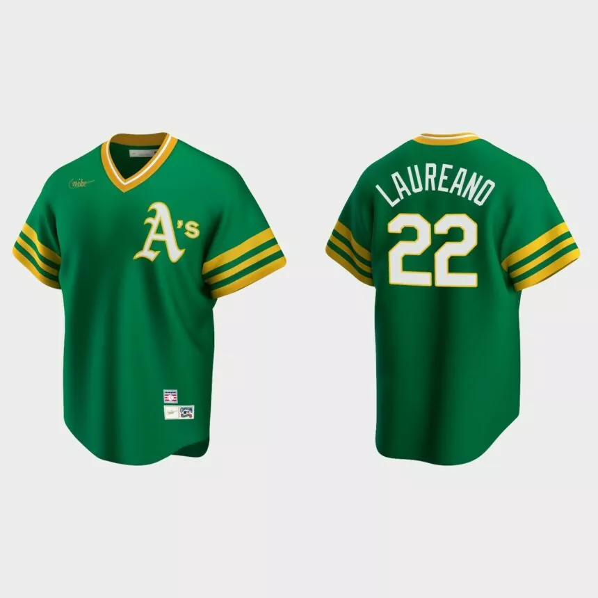 Men’s Ramon Laureano Oakland Athletics Cooperstown Collection Road Jersey – Kelly Green