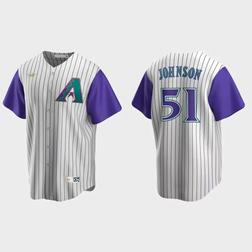 Men’s Randy Johnson Arizona Diamondbacks Cooperstown Collection Alternate Jersey – Cream Purple.jpg