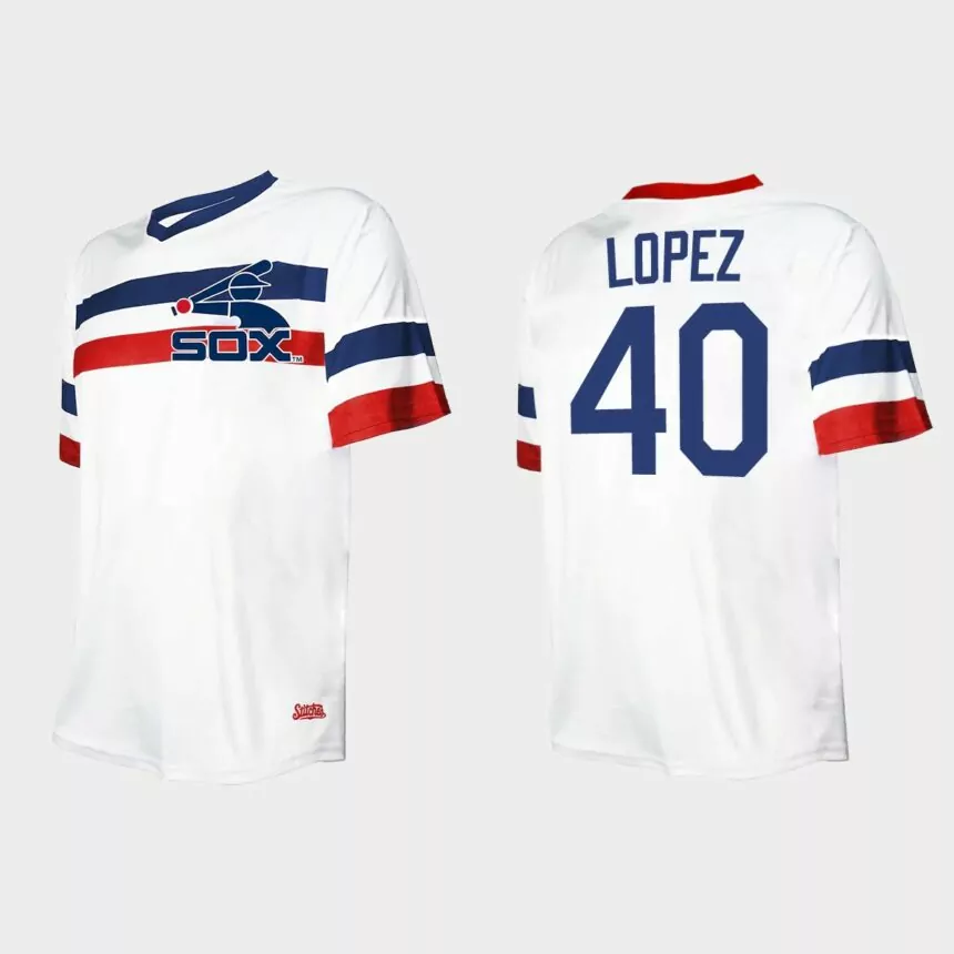 Men’s Reynaldo Lopez Chicago White Sox Cooperstown Collection V-Neck Jersey – White