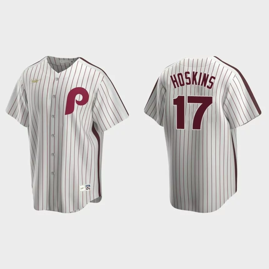 Men’s Rhys Hoskins Philadelphia Phillies Cooperstown Collection Home Jersey – White