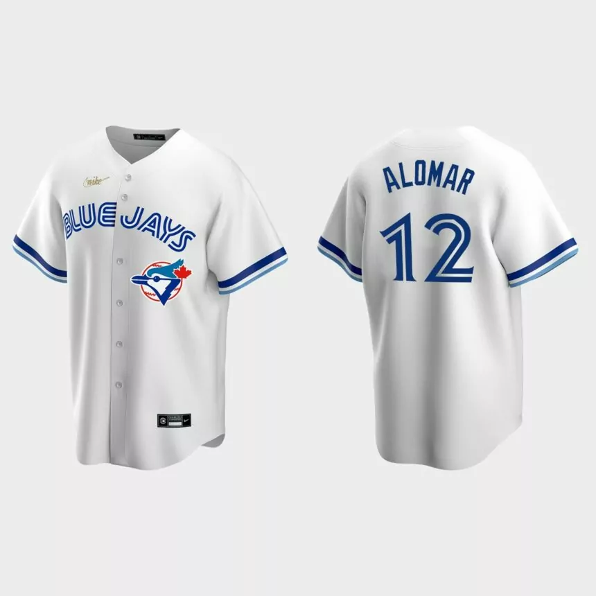 Men’s Roberto Alomar #12 Toronto Blue Jays Cooperstown Collection Home Jersey – White