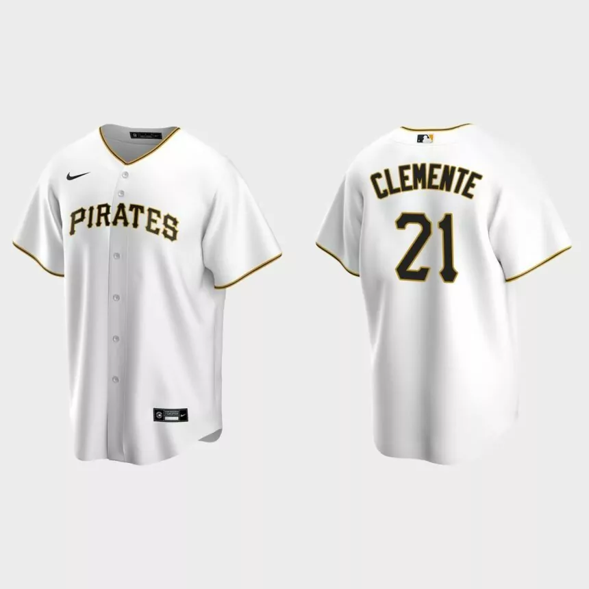 Men’s Roberto Clemente #21 Pittsburgh Pirates Home Replica Jersey – White