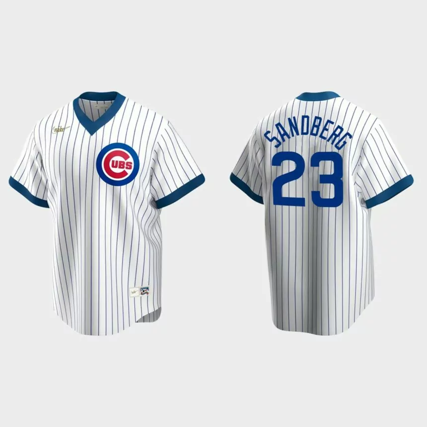 Men’s Ryne Sandberg #23 Chicago Cubs Cooperstown Collection Home Jersey – White