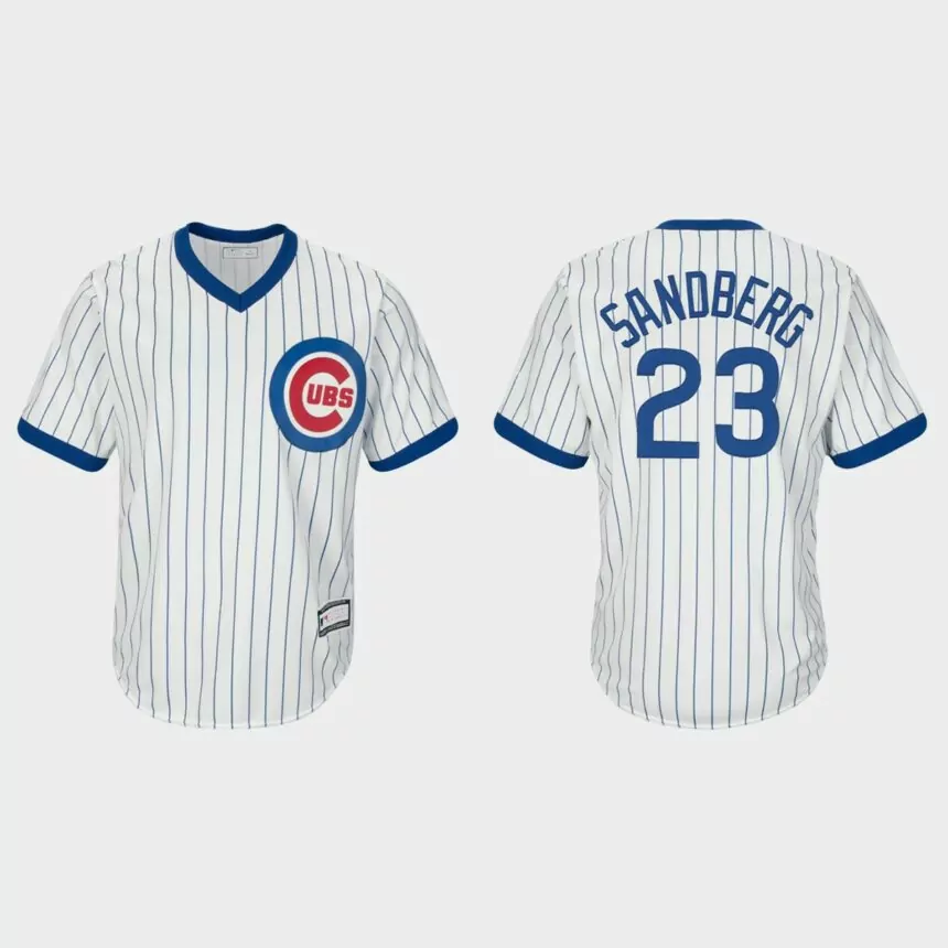 Men’s Ryne Sandberg Chicago Cubs Cooperstown Collection Replica Home Jersey – White