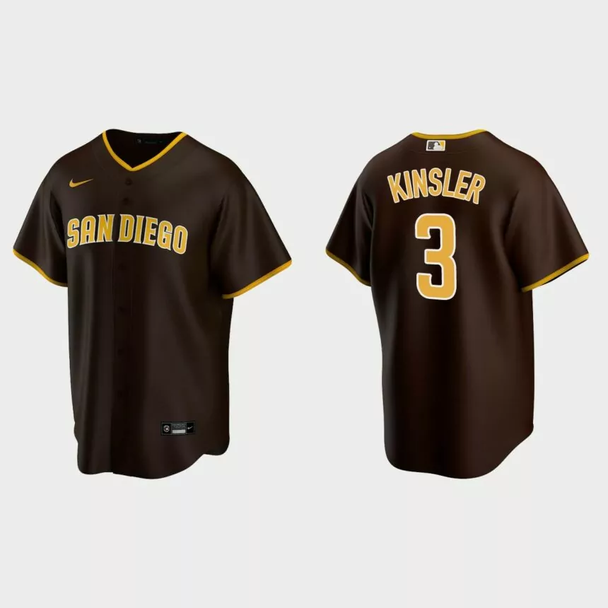 Men’s San Diego Padres #3 Ian Kinsler Brown 2020 Replica Road Jersey