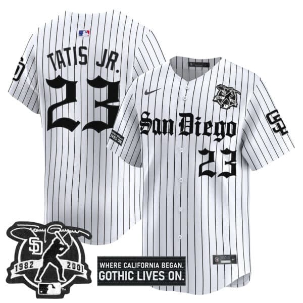 Men’s San Diego Padres ‘Gothic Edition’ Vapor Premier Limited Jersey – All Stitched Fernando Tatis Jr. #  23