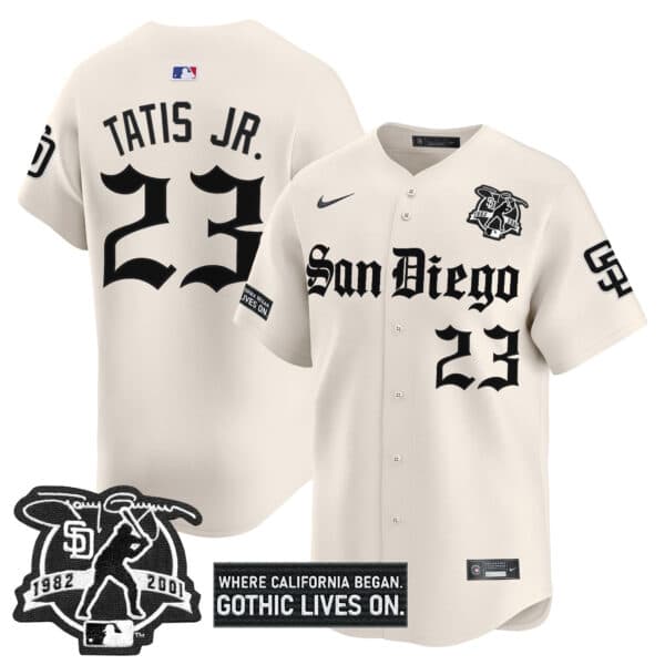 Men’s San Diego Padres ‘Gothic Edition’ Vapor Premier Limited Jersey – All Stitched Fernando Tatis Jr. #23