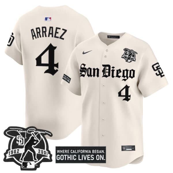 Men’s San Diego Padres ‘Gothic Edition’ Vapor Premier Limited Jersey – All Stitched Luis Arraez #4