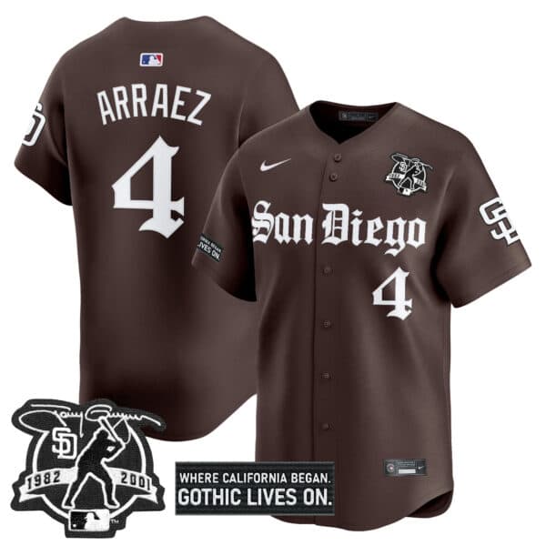 Men’s San Diego Padres ‘Gothic Edition’ Vapor Premier Limited Jersey – All Stitched Luis Arraez  4