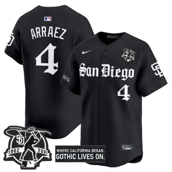 Men’s San Diego Padres ‘Gothic Edition’ Vapor Premier Limited Jersey – All Stitched Luis Arraez