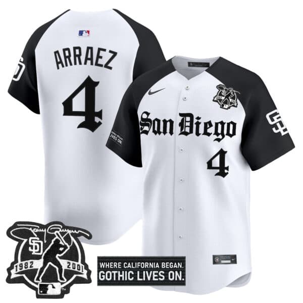 Men’s San Diego Padres ‘Gothic Edition’ Vapor Premier Limited Jersey – All Stitched Luis Arraez4