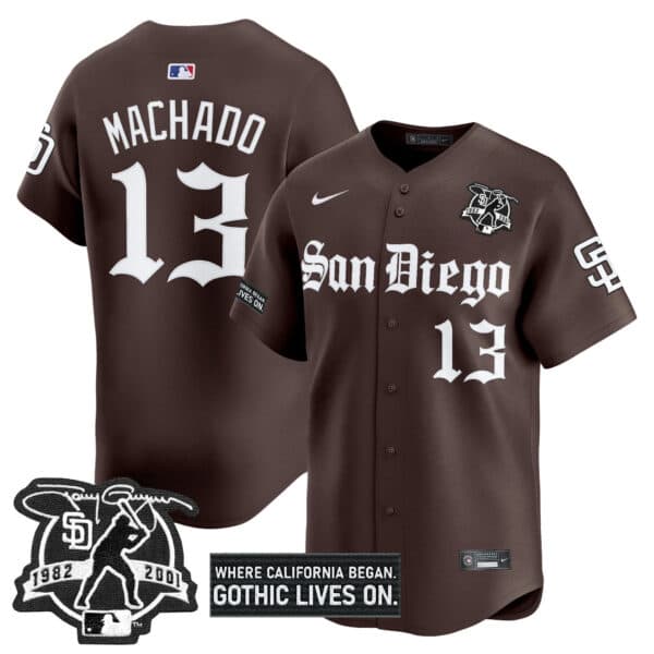 Men’s San Diego Padres ‘Gothic Edition’ Vapor Premier Limited Jersey – All Stitched Manny Machado   13
