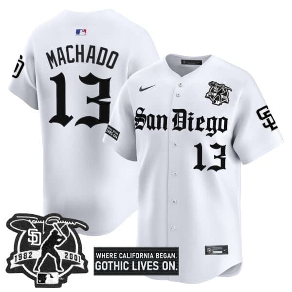 Men’s San Diego Padres ‘Gothic Edition’ Vapor Premier Limited Jersey – All Stitched Manny Machado #  13_1