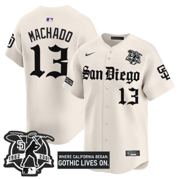 Men’s San Diego Padres ‘Gothic Edition’ Vapor Premier Limited Jersey – All Stitched Manny Machado #13