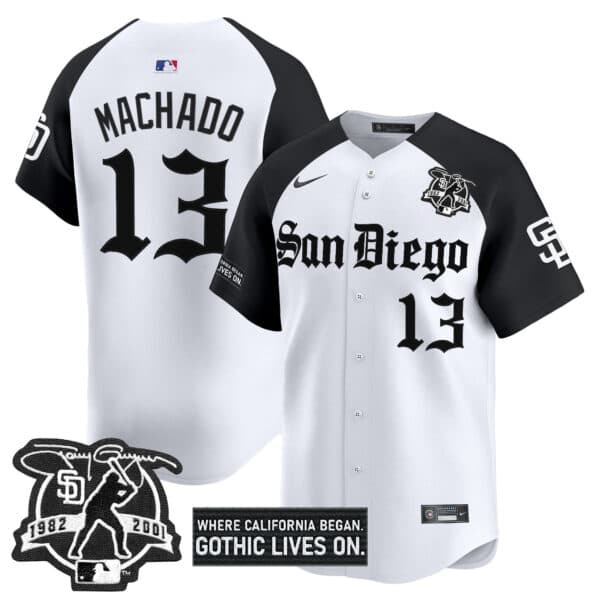 Men’s San Diego Padres ‘Gothic Edition’ Vapor Premier Limited Jersey – All Stitched Manny Machado 13