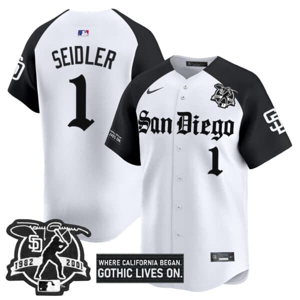 Men’s San Diego Padres ‘Gothic Edition’ Vapor Premier Limited Jersey – All Stitched Peter Seidler1