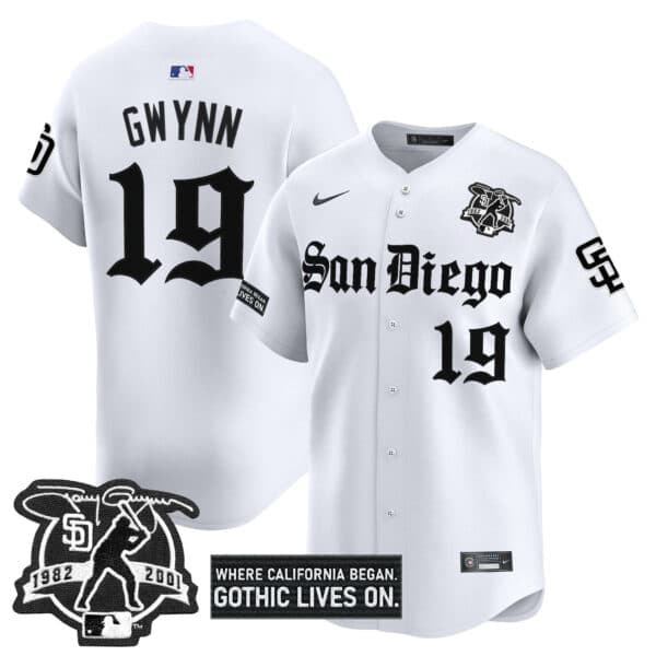 Men’s San Diego Padres ‘Gothic Edition’ Vapor Premier Limited Jersey – All Stitched Tony Gwynn #  19