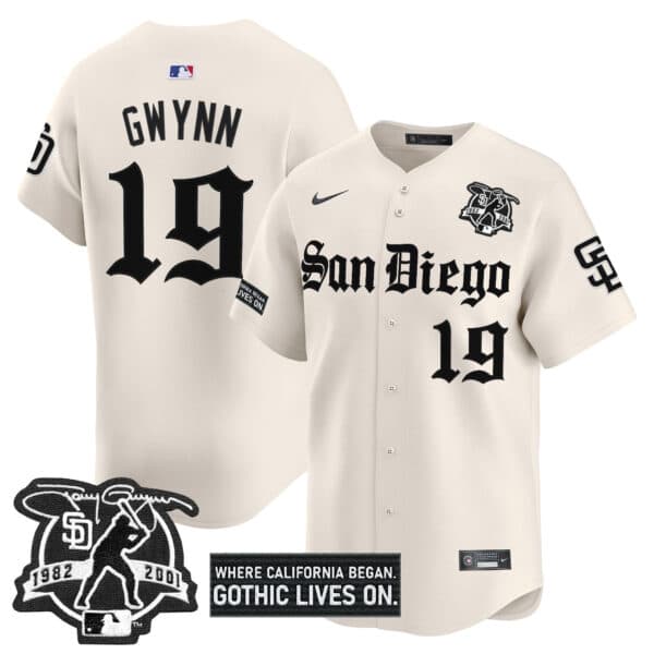 Men’s San Diego Padres ‘Gothic Edition’ Vapor Premier Limited Jersey – All Stitched Tony Gwynn #19