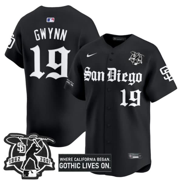 Men’s San Diego Padres ‘Gothic Edition’ Vapor Premier Limited Jersey – All Stitched Tony Gwynn