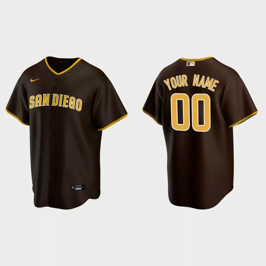 Men’s San Diego Padres Brown Replica Road Custom Jersey