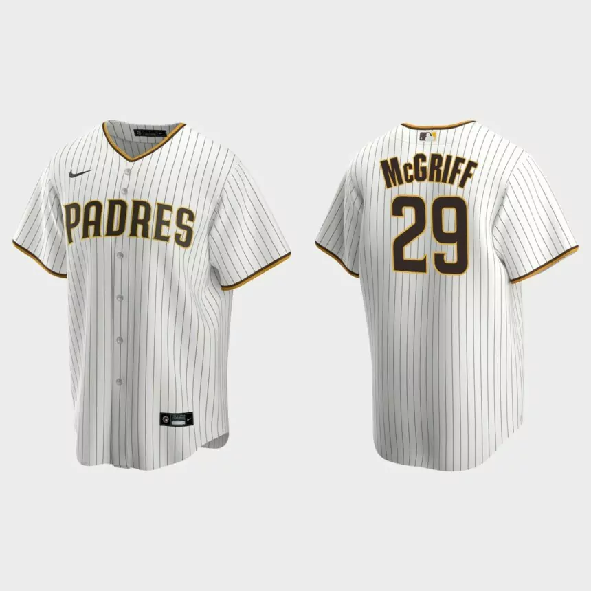 Men’s San Diego Padres Fred McGriff White Brown Replica Retired Player Jersey