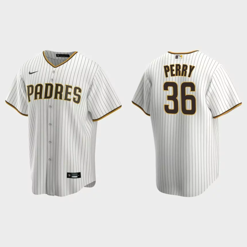 Men’s San Diego Padres Gaylord Perry White Brown Replica Retired Player Jersey